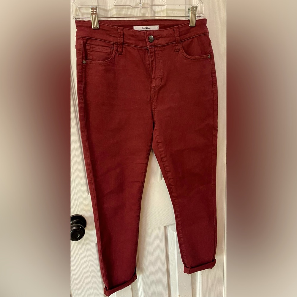 EUC Sam Edelman The Kitten Skinny Cuffed Jeans, Cranberry, 27/4